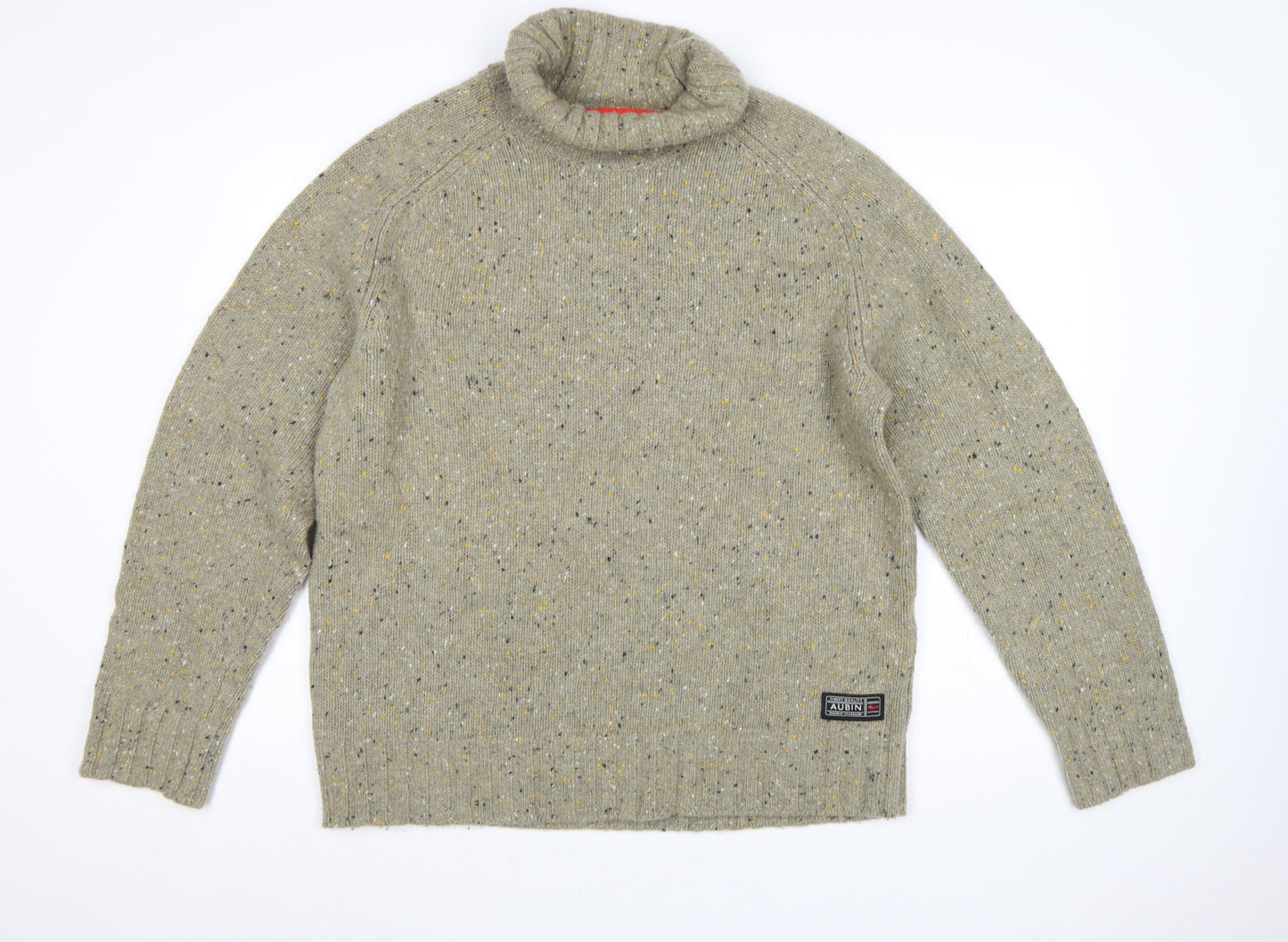 Aubin Men’s Grey Lambswool Roll Neck Fleck Knit Jumper 2XL