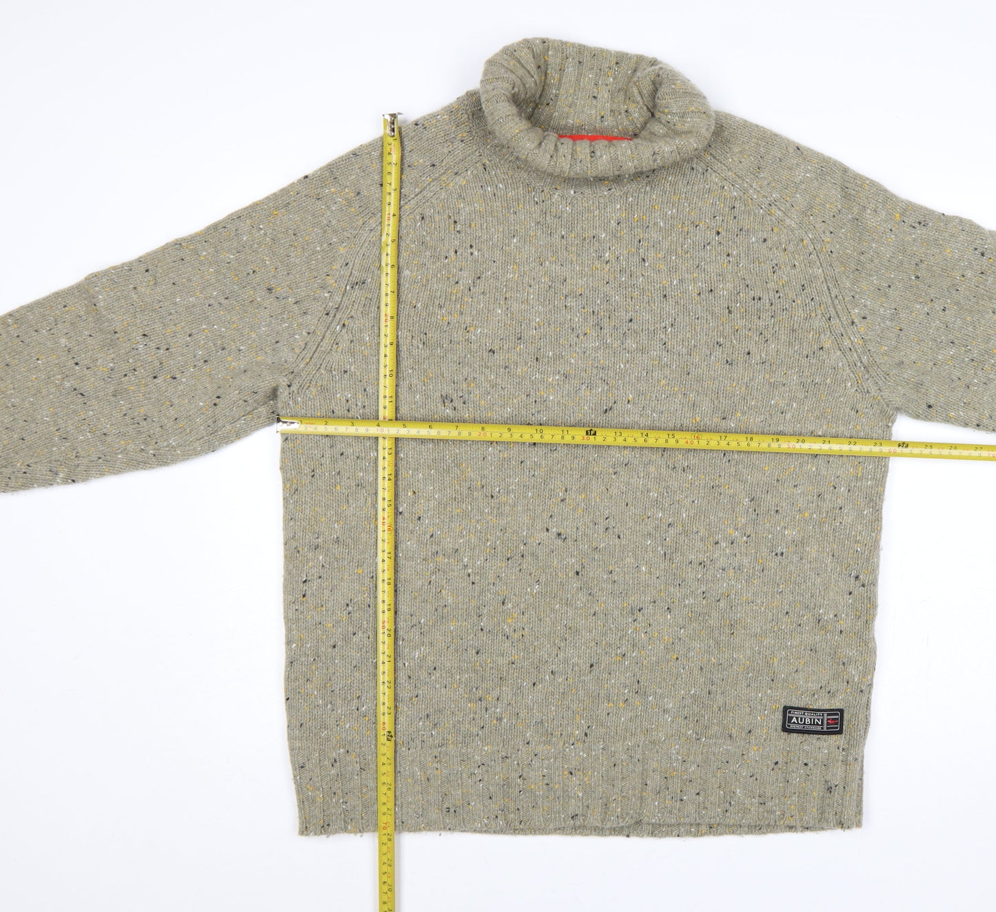 Aubin Men’s Grey Lambswool Roll Neck Fleck Knit Jumper 2XL