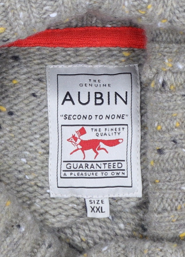 Aubin Men’s Grey Lambswool Roll Neck Fleck Knit Jumper 2XL