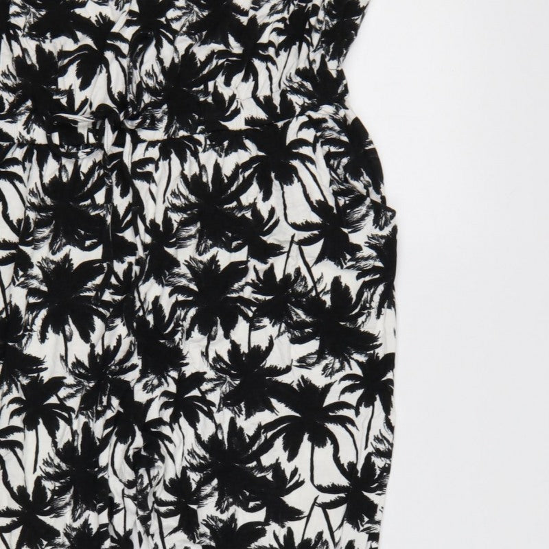 Dorothy Perkins Women’s Black White Tropical Halter Jumpsuit UK 18