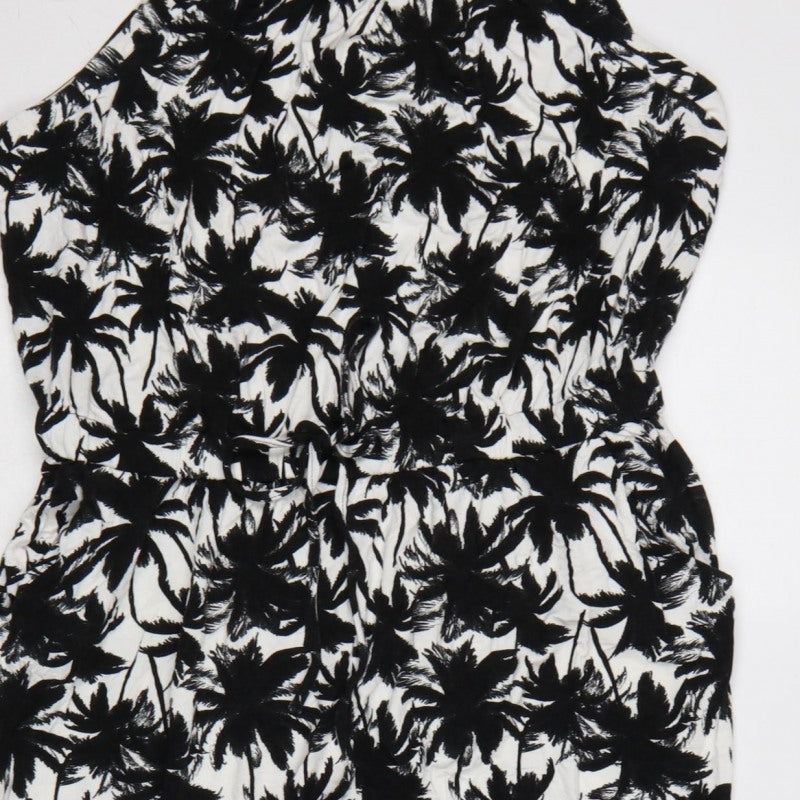 Dorothy Perkins Women’s Black White Tropical Halter Jumpsuit UK 18