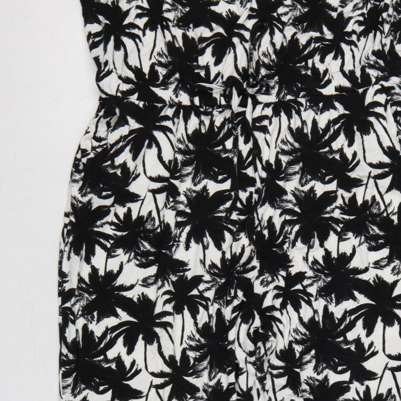 Dorothy Perkins Women’s Black White Tropical Halter Jumpsuit UK 18