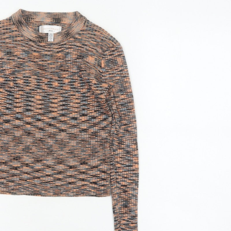 Gianni Feraud Women Multicoloured UK 8 Cropped Knit Long Sleeve Top