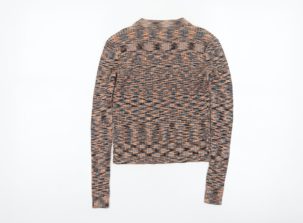 Gianni Feraud Women Multicoloured UK 8 Cropped Knit Long Sleeve Top