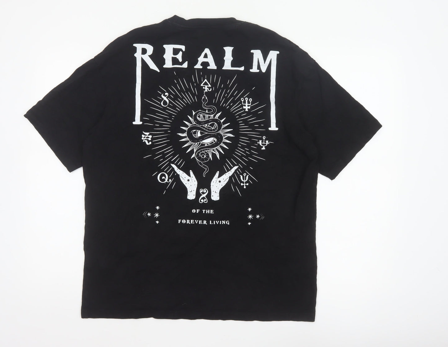 Selected Homme Men Black L Snake Graphic Print Crew Neck T-Shirt Realm