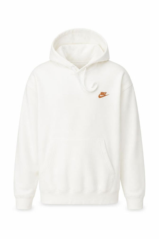 Nike Men’s Ivory M Pullover Hoodie Logo Cotton Blend