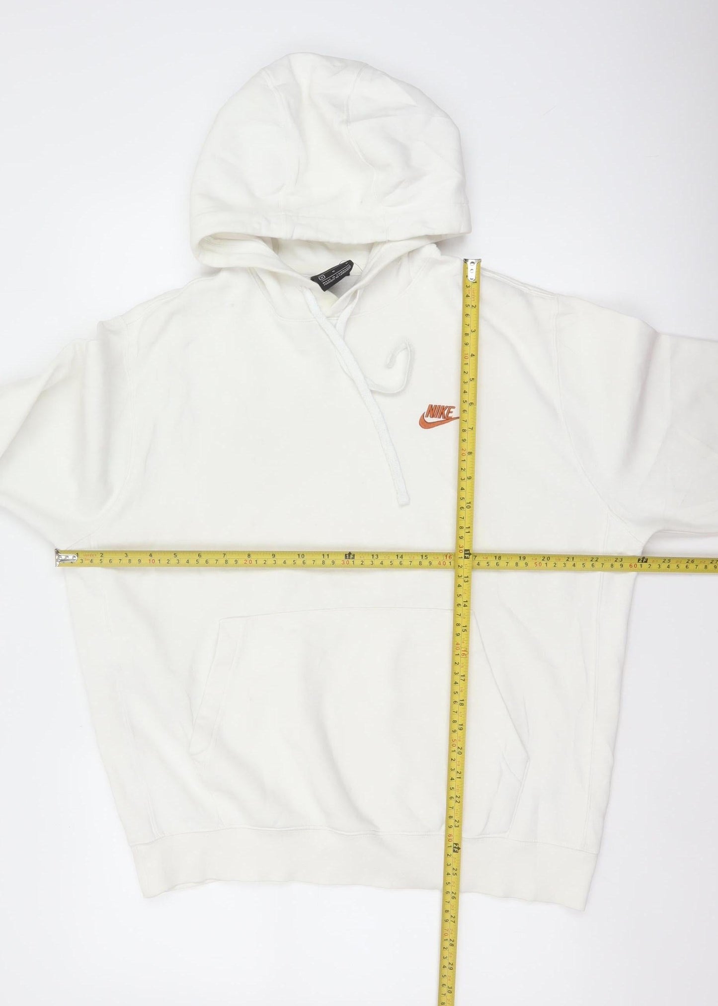Nike Men’s Ivory M Pullover Hoodie Logo Cotton Blend