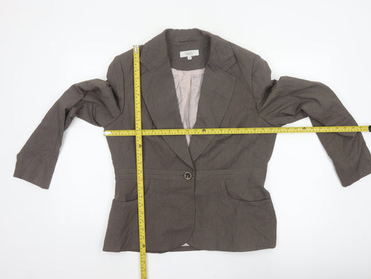Next Women’s Brown Pinstripe Tailored Blazer Jacket UK 16 Business