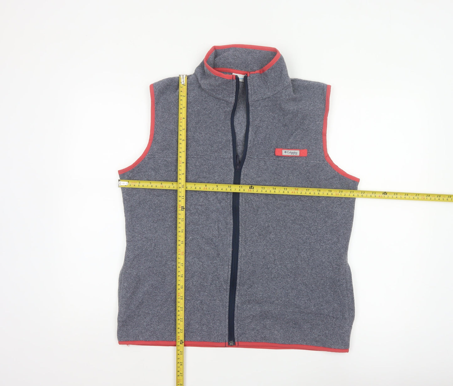Columbia Women Grey Fleece Waistcoat Size L Full Zip Outdoor Gilet
