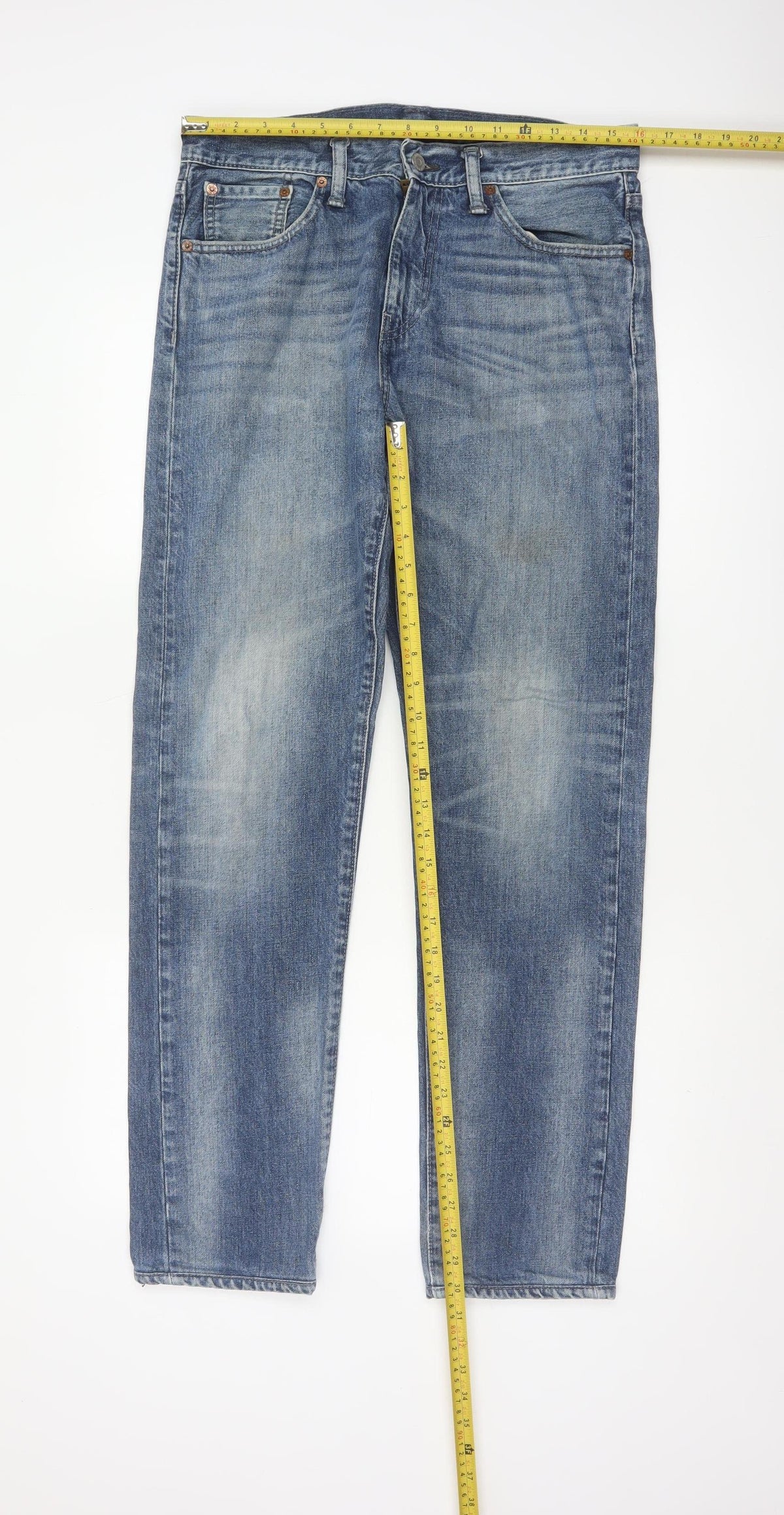 Close-up detail of Levi's 508 Men's Blue W30 L34 Tapered Regular Fit Denim Jeans