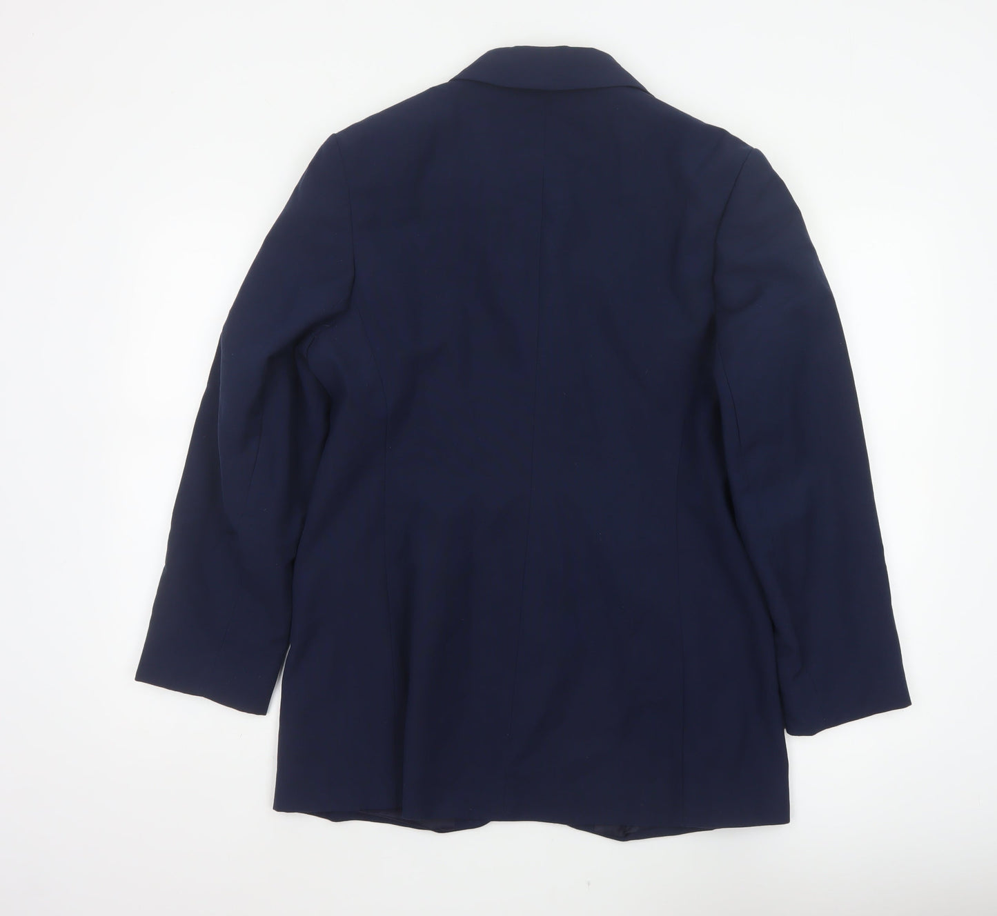 I. Magnin Women’s Navy Blue UK 14 Vintage 3 Button Long Blazer