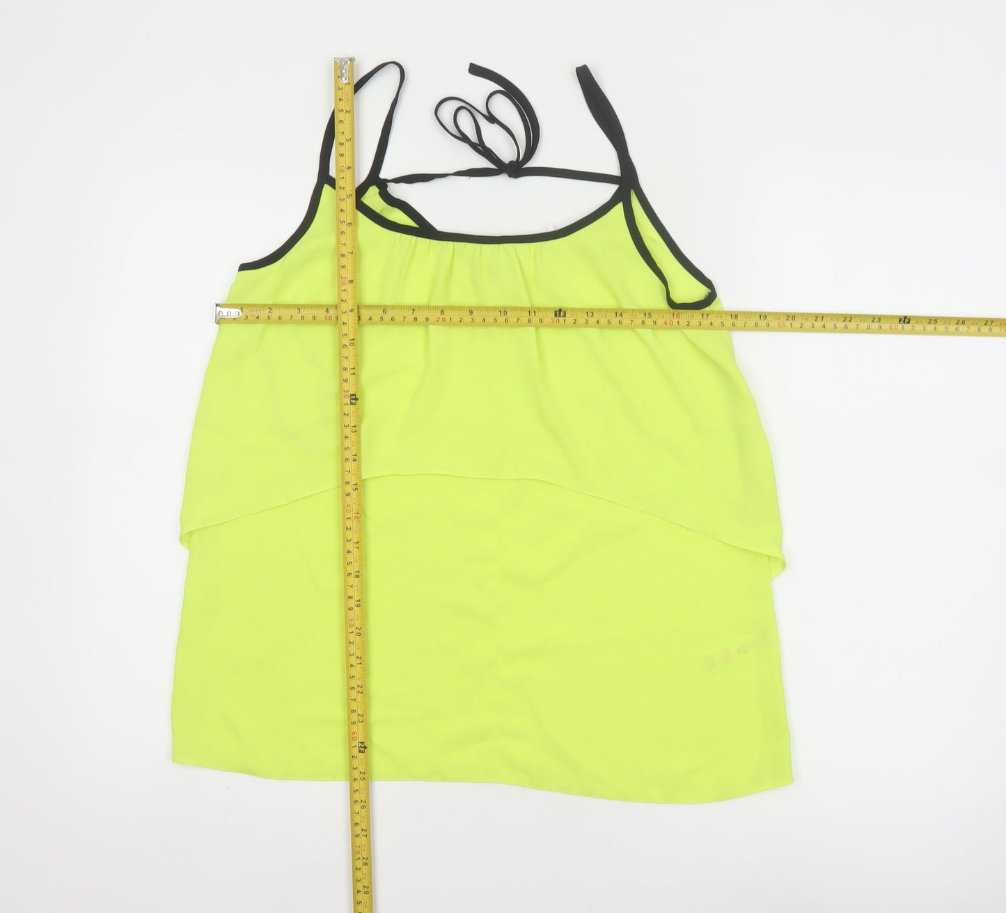 Cavida Women Yellow Size 12 Camisole Tank Top Black Trim Tie Back