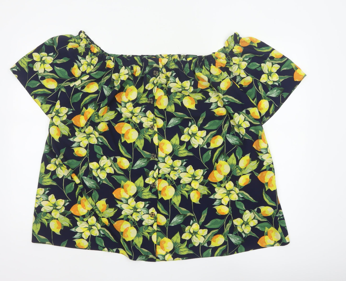 Dorothy Perkins Women Multicoloured UK 22 Floral Off Shoulder Button Blouse