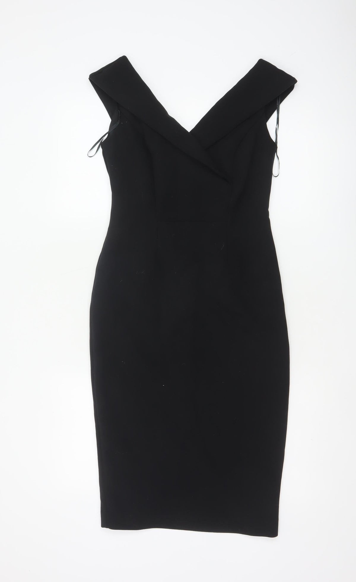Marks & Spencer Women Black UK 8 Petite Pencil Dress V-Neck Lined