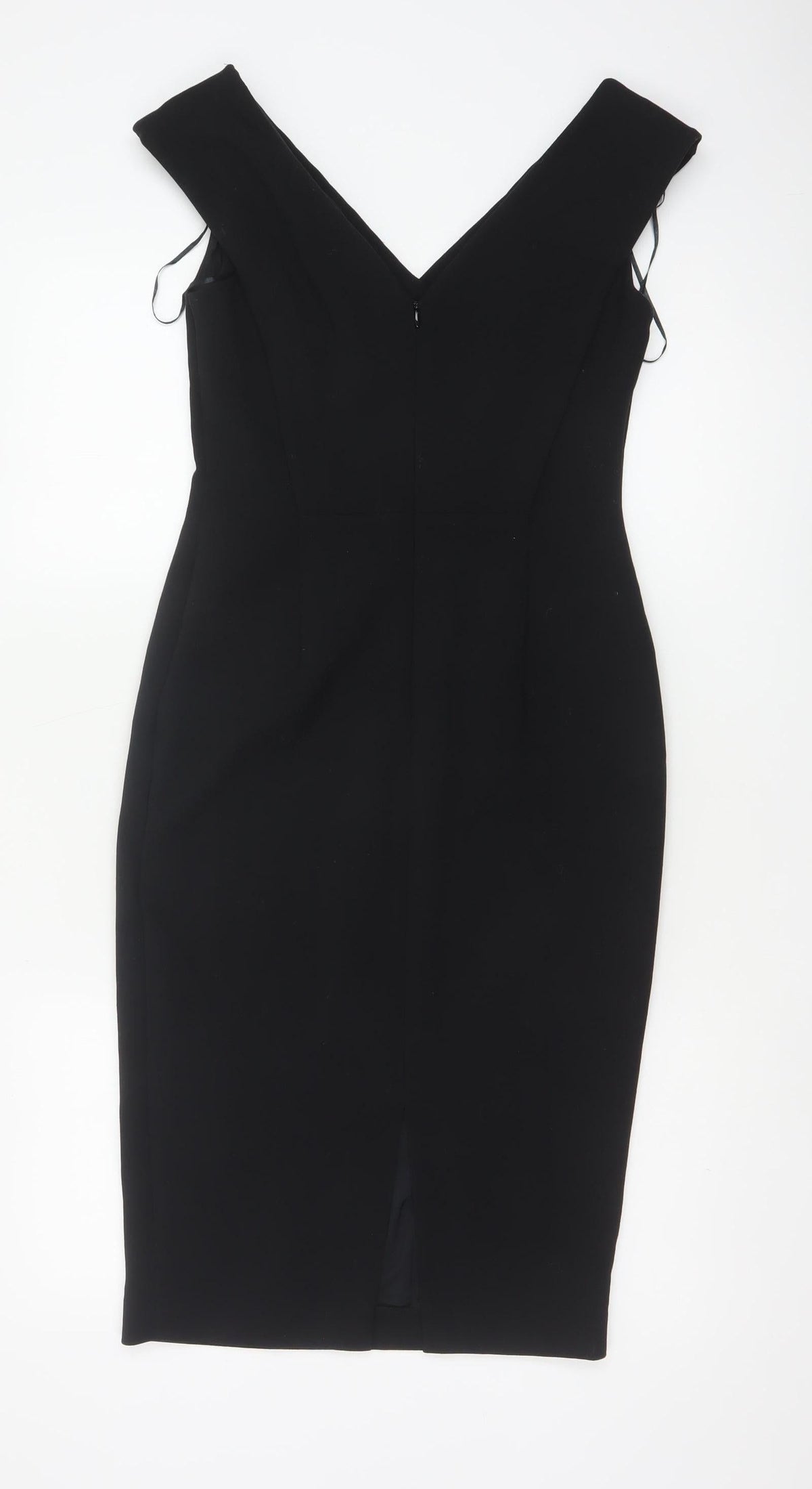 Marks & Spencer Women Black UK 8 Petite Pencil Dress V-Neck Lined