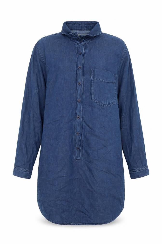 Topshop Moto Women Blue UK 10 Denim Shirt Dress Long Sleeve Collared