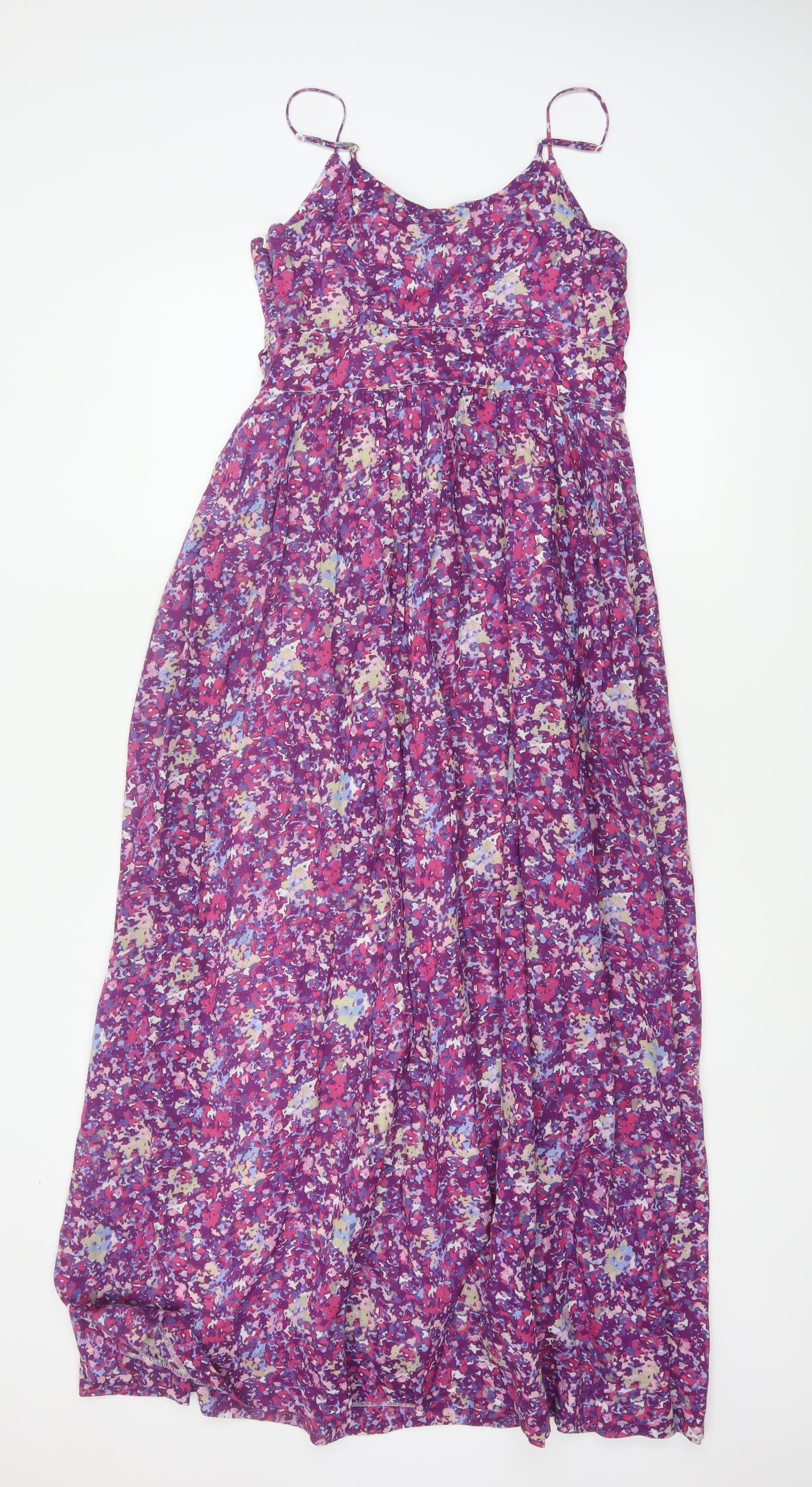Gap Women Purple Floral XS Maxi Dress Adjustable Straps Belted