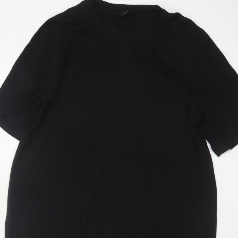 CCS Women Black Size S Long Shift Dress Half Sleeve