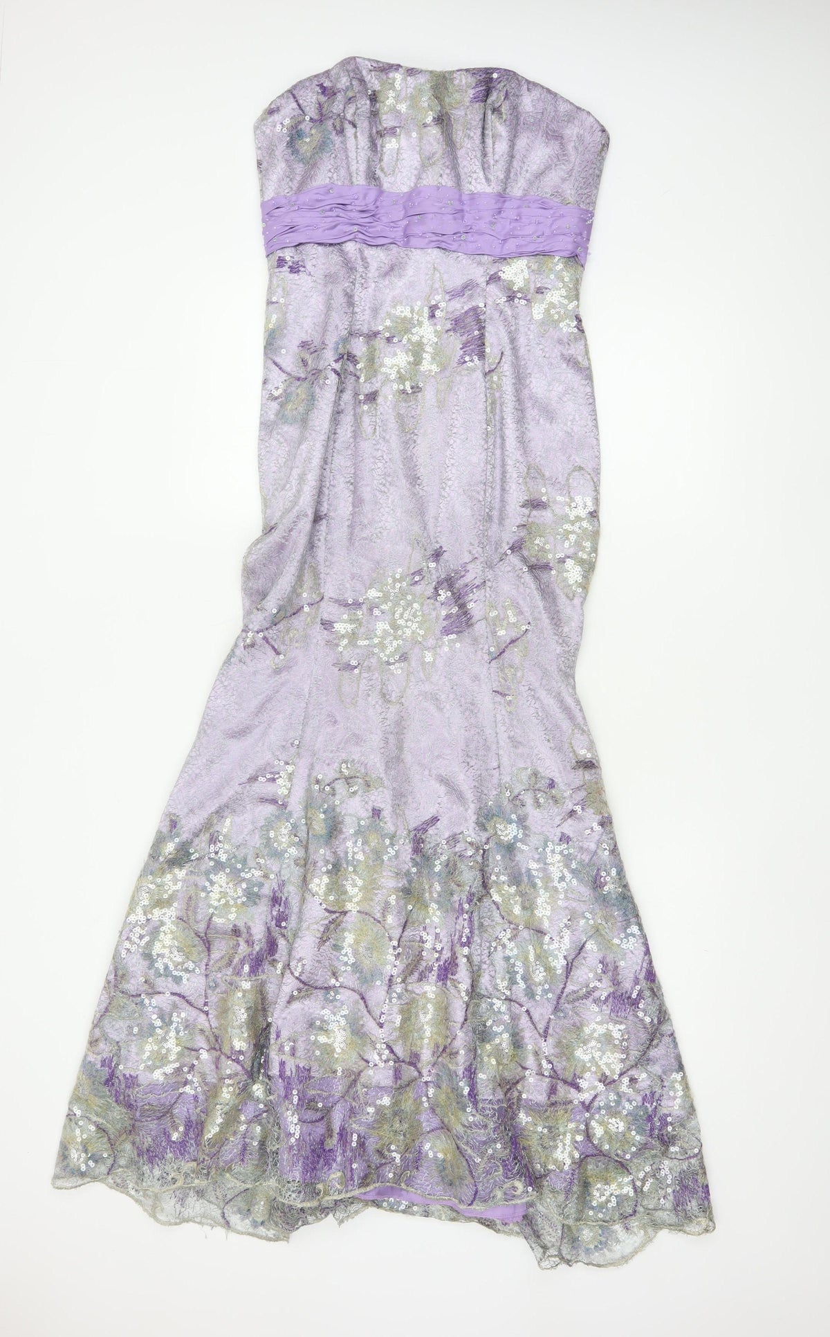 Dewi Gordon Women Purple UK 8 Silk Floral Sequin Mermaid Maxi Dress