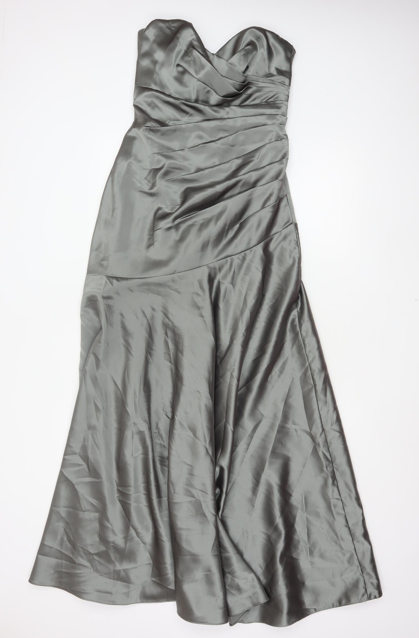 Dessy Collection Women Grey Size 6 Strapless Satin A-Line Evening Dress