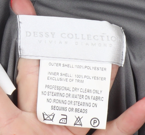 Dessy Collection Women Grey Size 6 Strapless Satin A-Line Evening Dress