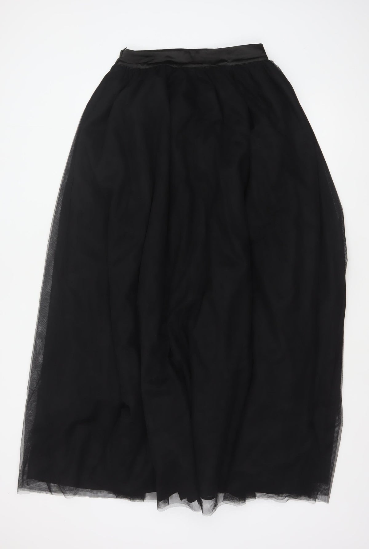 Inayah Women Black S Maxi Chiffon Layered Lined Skirt
