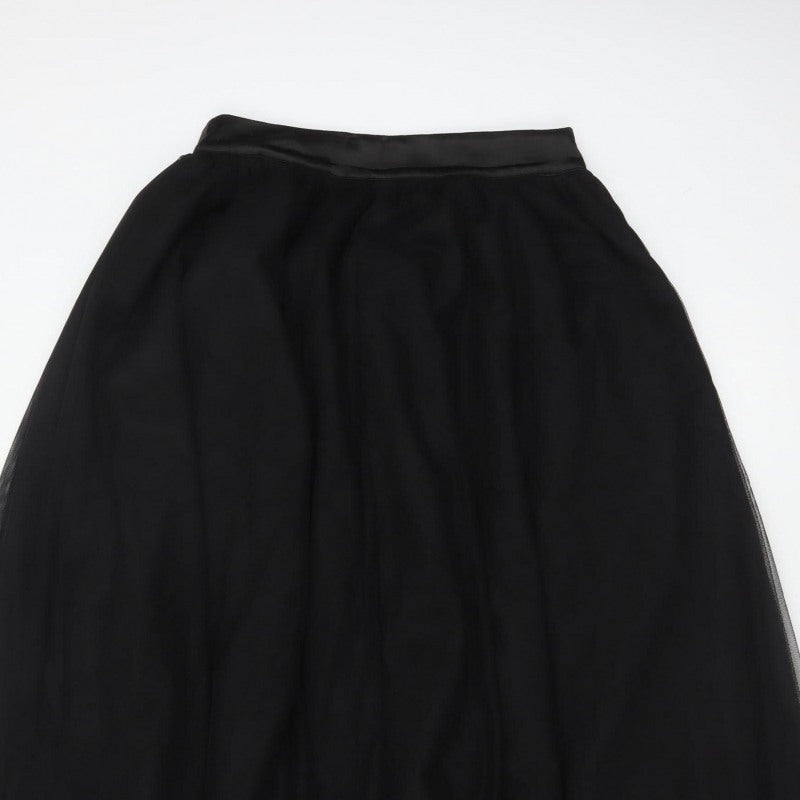 Inayah Women Black S Maxi Chiffon Layered Lined Skirt