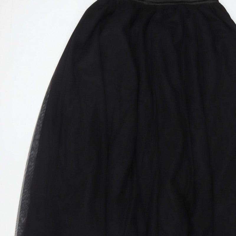 Inayah Women Black S Maxi Chiffon Layered Lined Skirt