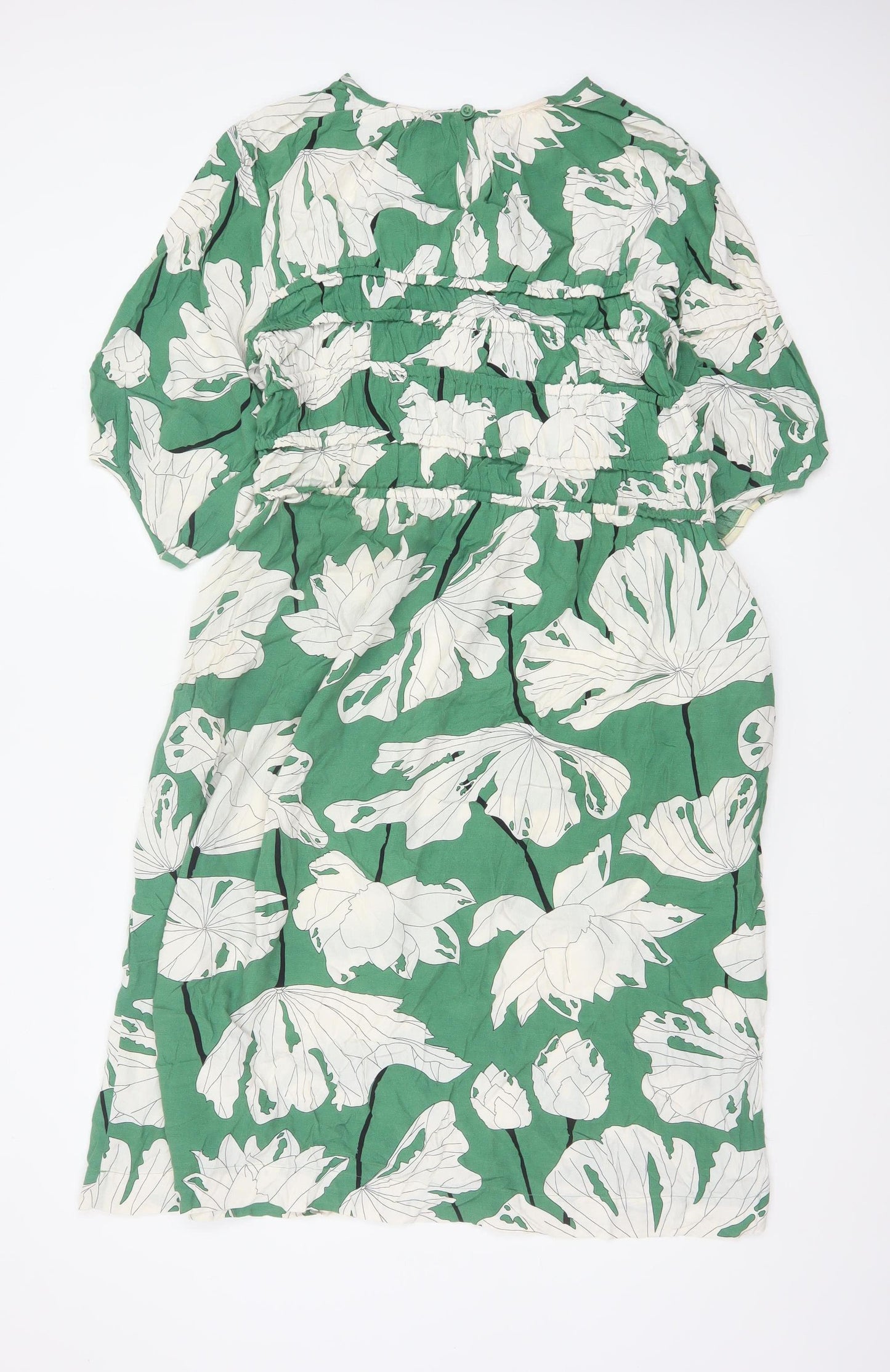 Carolyn Donnelly The Edit Women Green Floral Ruffle Shift Dress UK 12