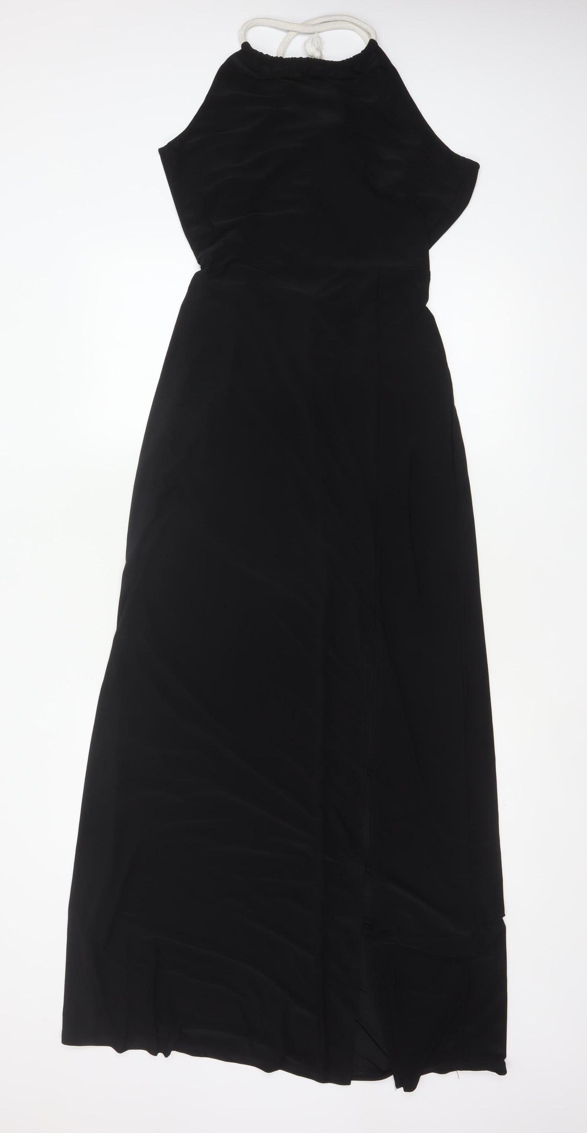 ASOS Women Black UK 12 Maxi Halterneck Sleeveless Drawstring Dress