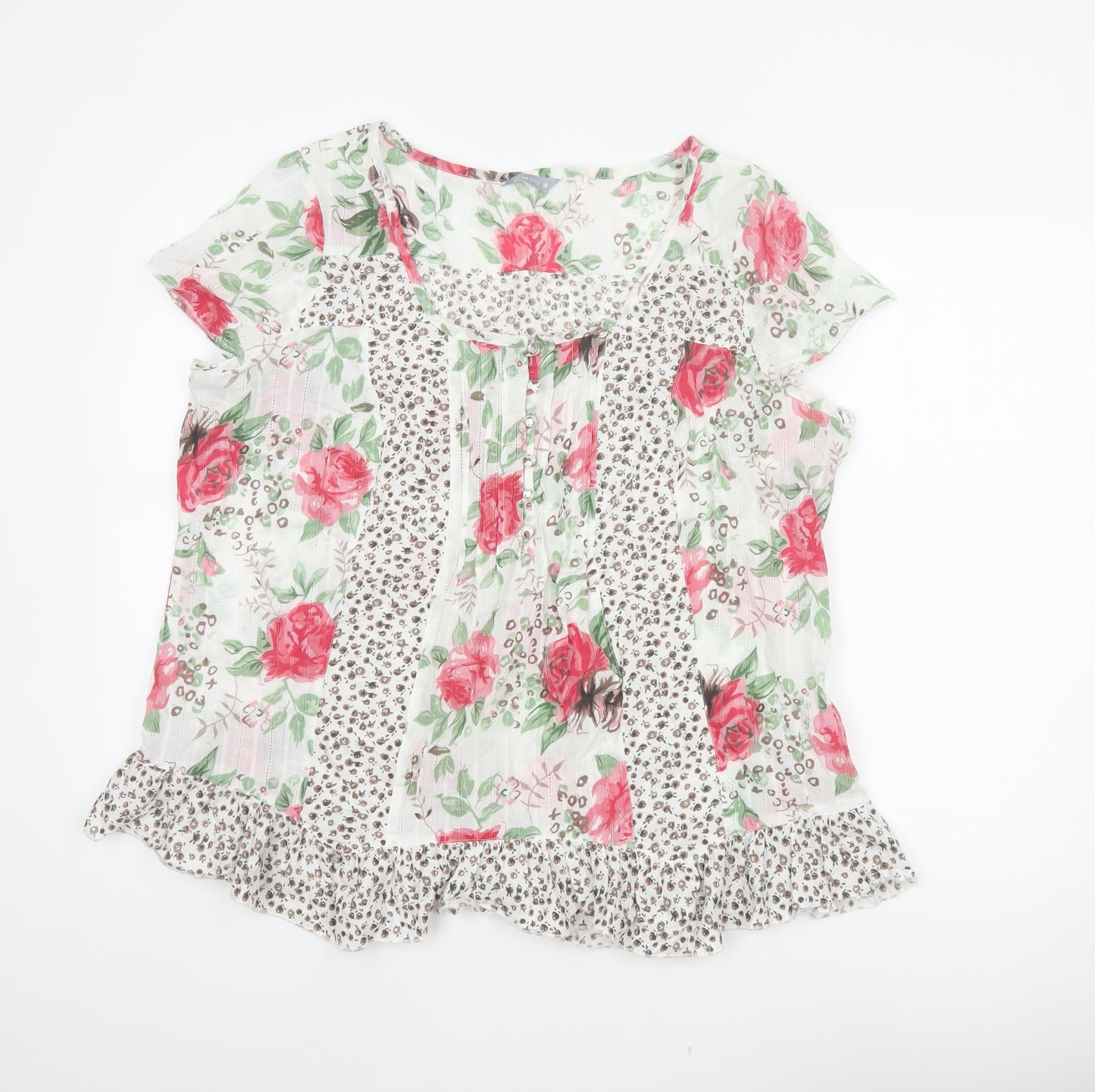 Per Una Women’s Multicoloured Floral Cotton Tunic Blouse UK 18