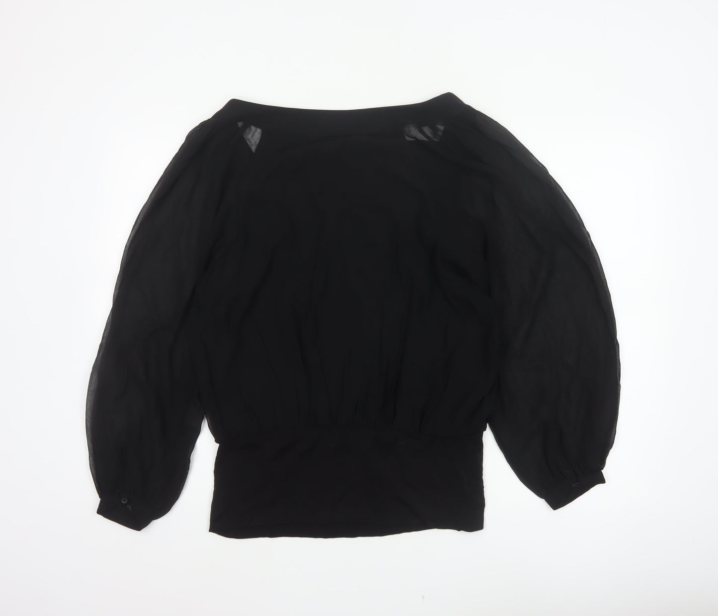 Coast Women’s Black Size 14 Sheer Balloon Sleeve Chiffon Blouse