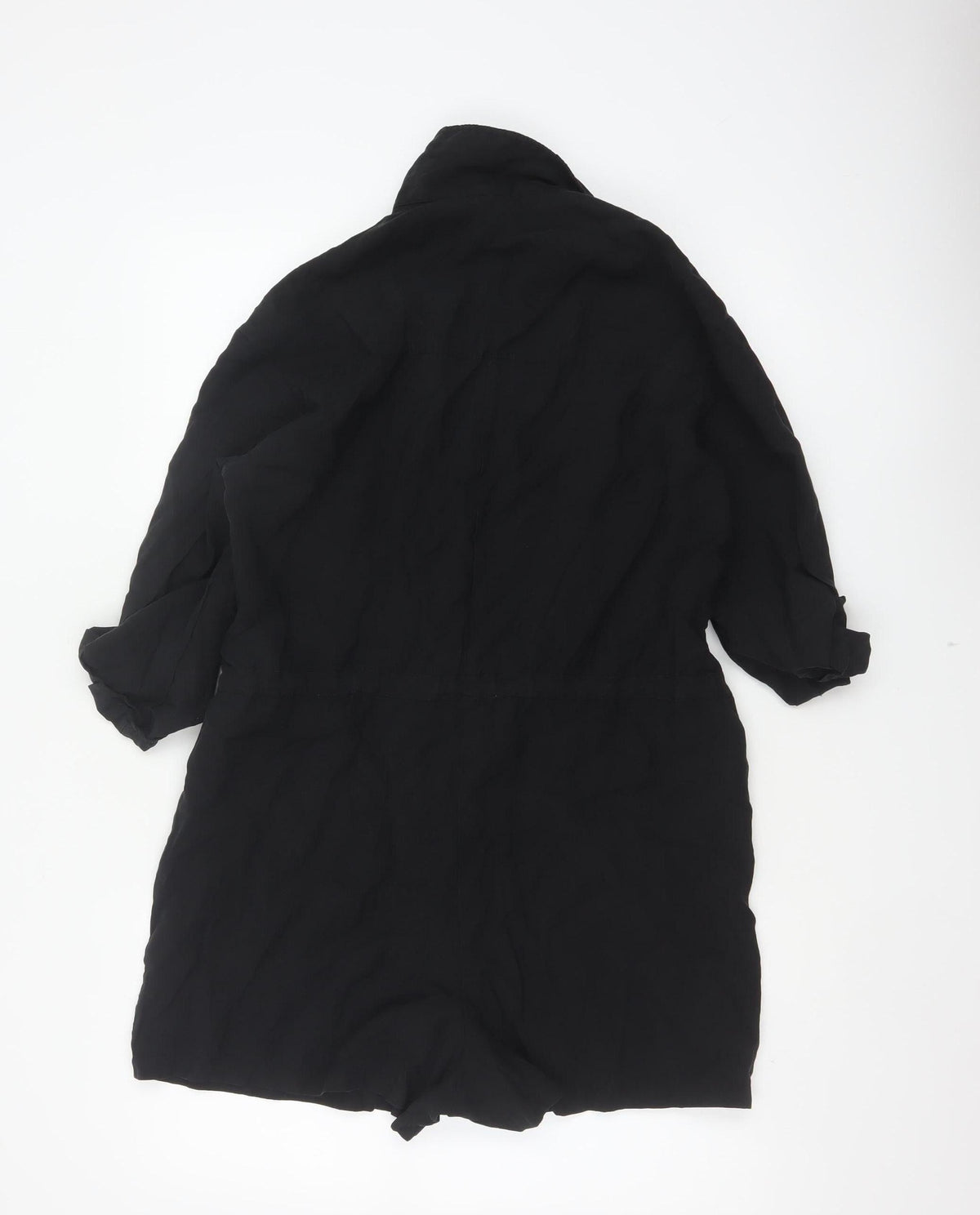 River Island Women Black Size 10 Utility Button Belted Long Sleeve Playsuit