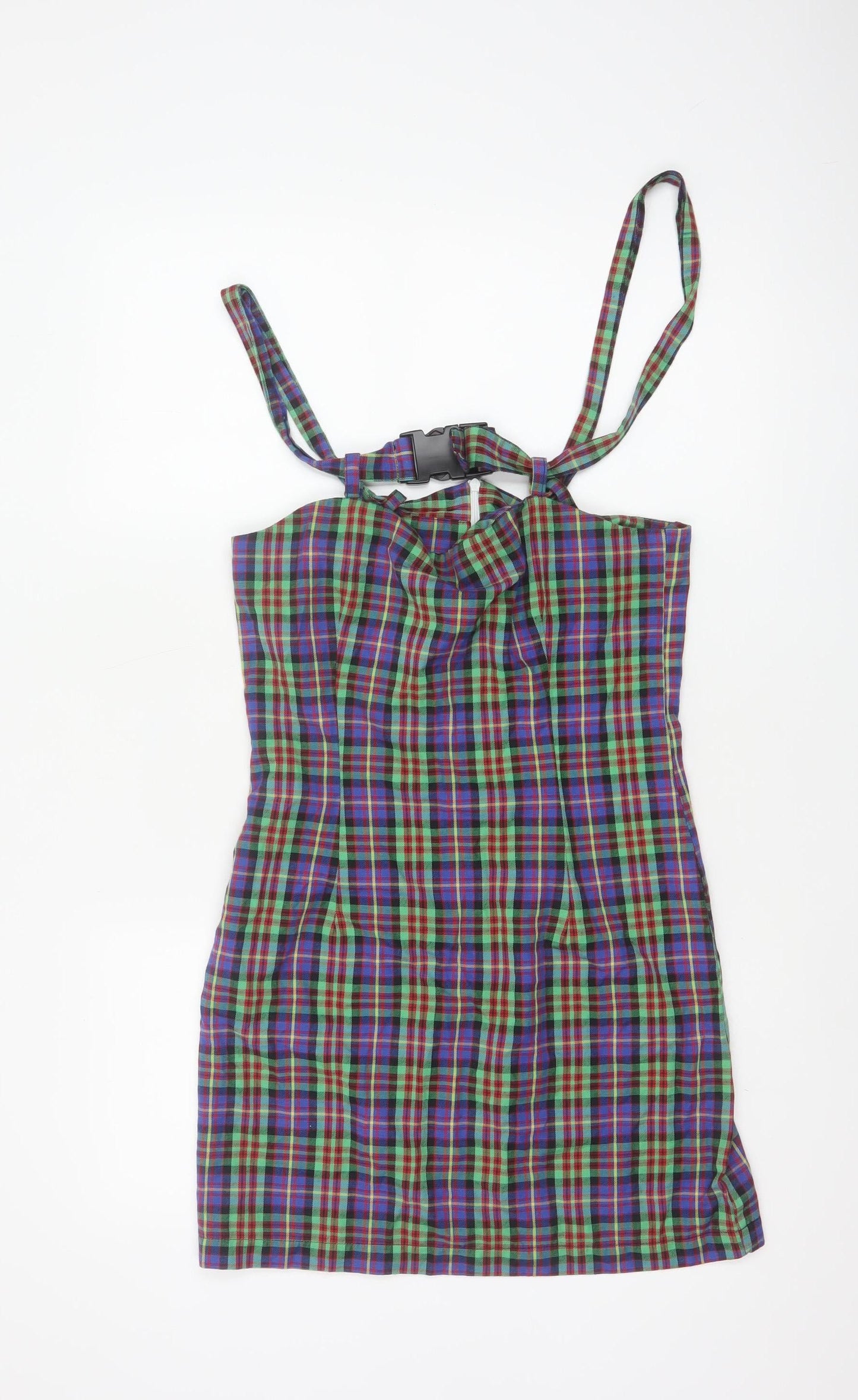 The Ragged Priest Women Multicoloured S Plaid Halter Bodycon Mini Dress
