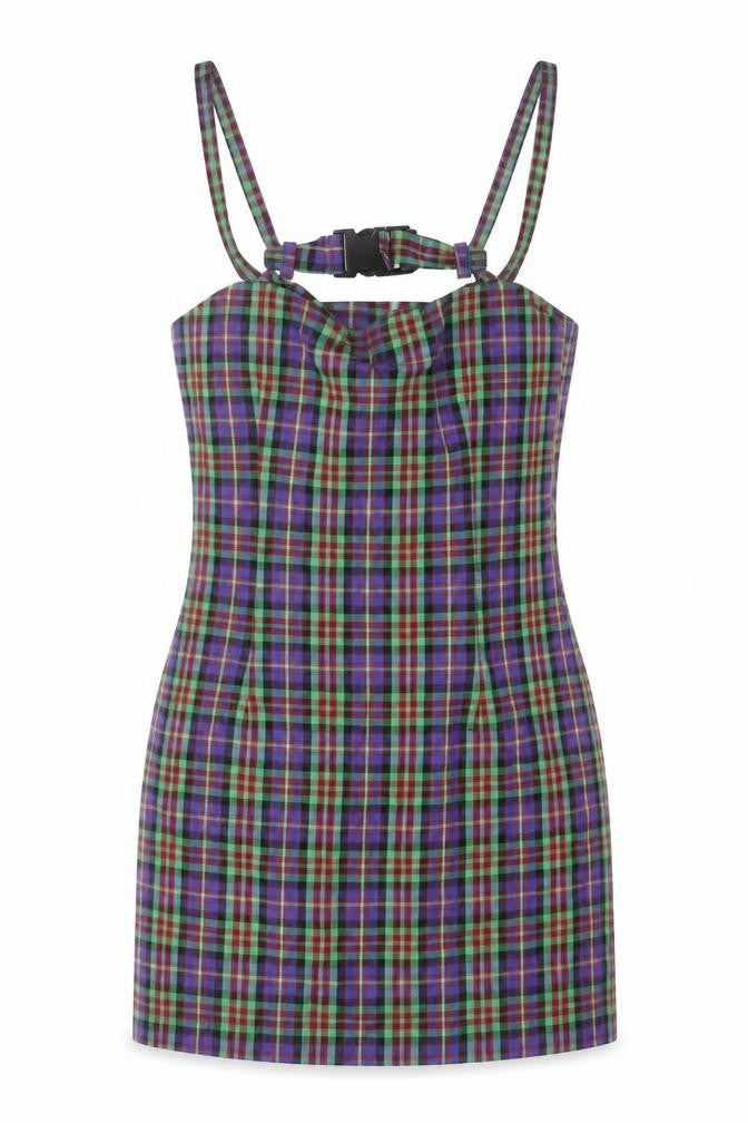 The Ragged Priest Women Multicoloured S Plaid Halter Bodycon Mini Dress