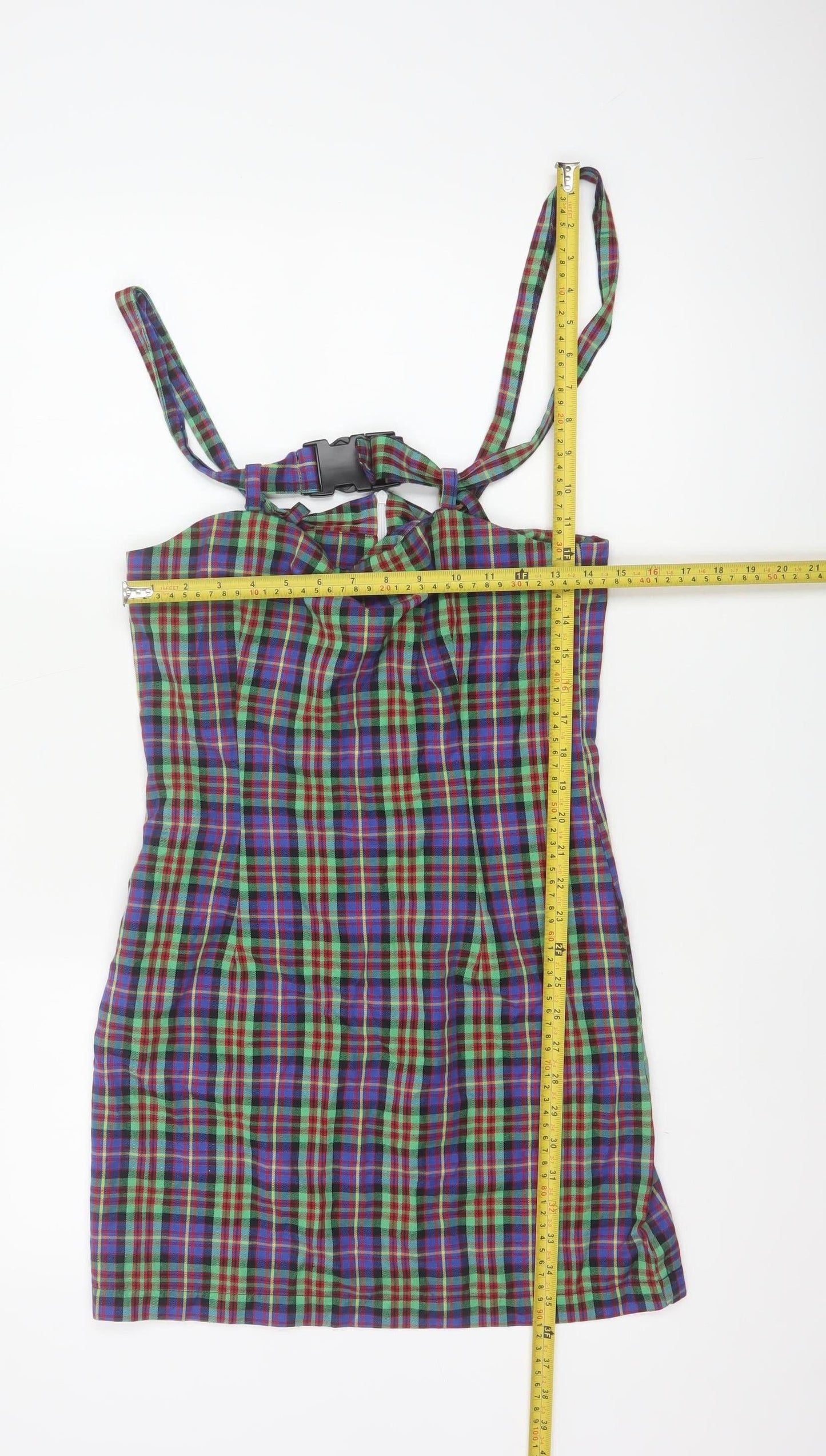 The Ragged Priest Women Multicoloured S Plaid Halter Bodycon Mini Dress