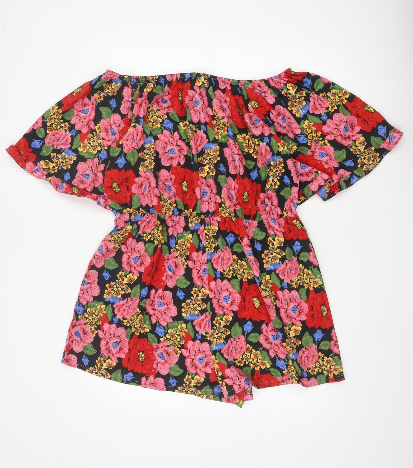 Boohoo Women Multicoloured Floral Off Shoulder Playsuit UK 20 Polyester