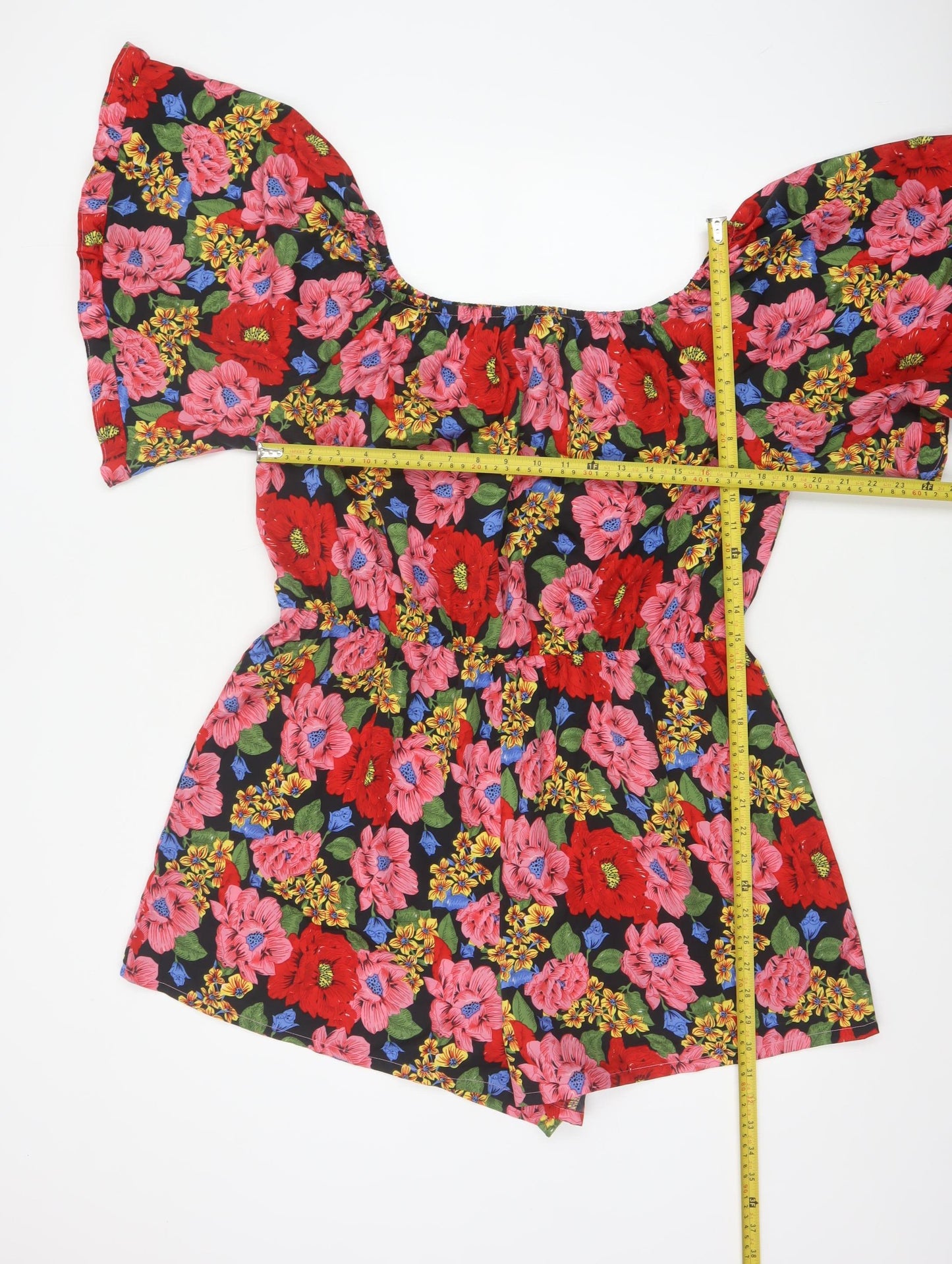 Boohoo Women Multicoloured Floral Off Shoulder Playsuit UK 20 Polyester
