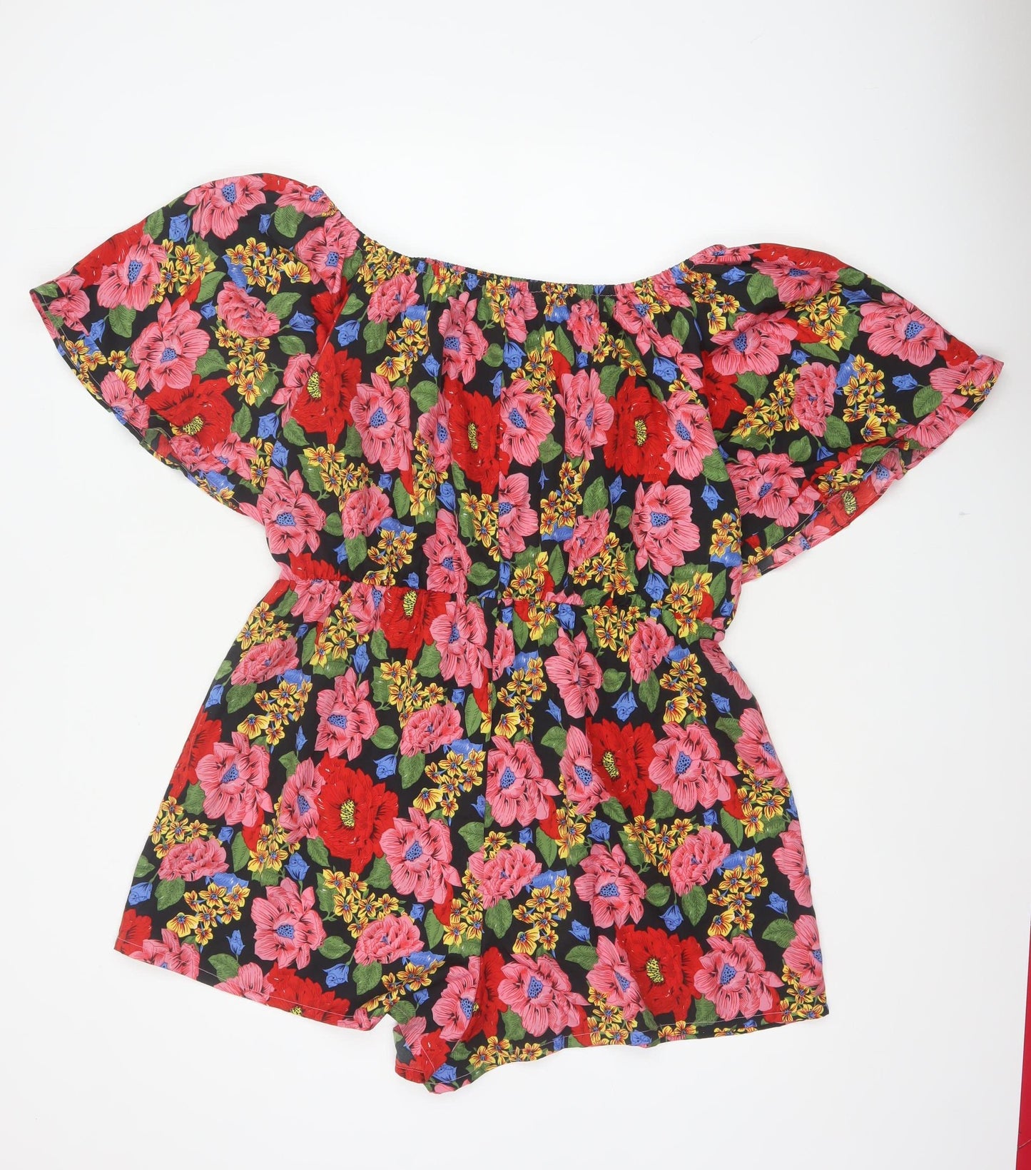 Boohoo Women Multicoloured Floral Off Shoulder Playsuit UK 20 Polyester