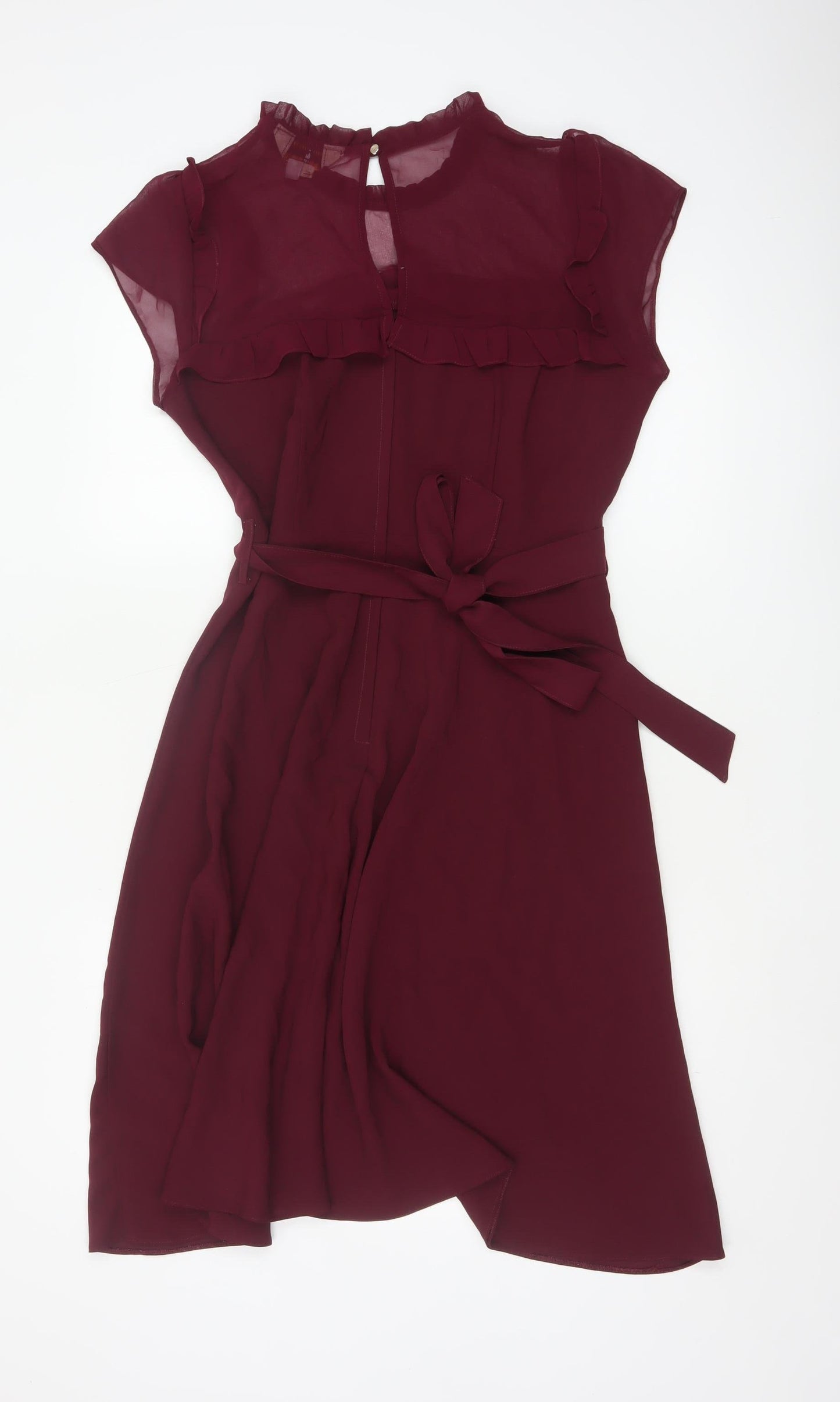 Billie & Blossom Women Red UK 14 Fit & Flare Ruffle Knee Dress