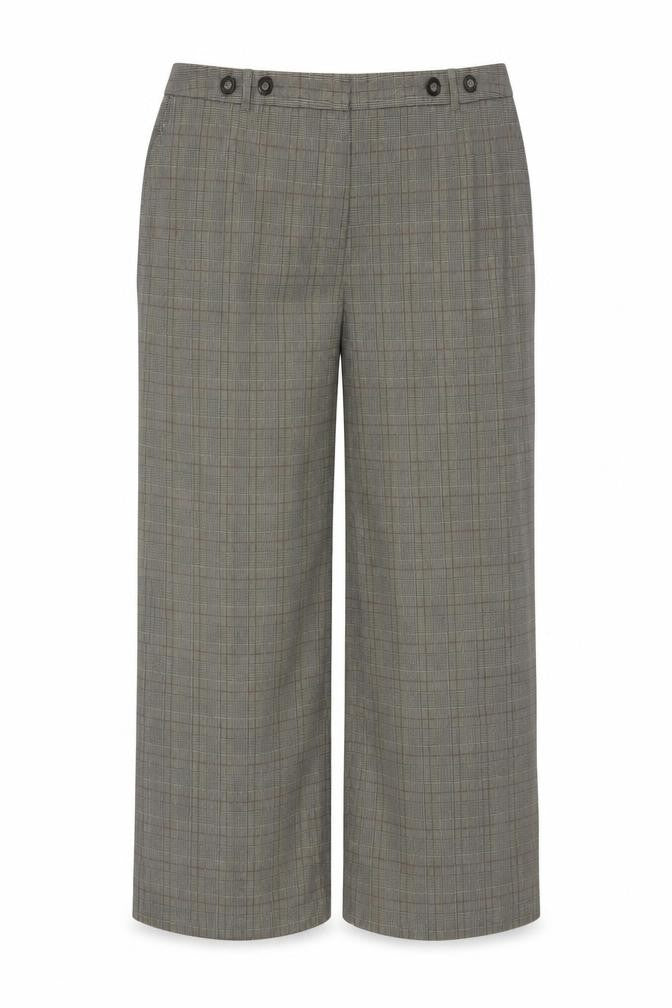 Marks & Spencer Women Grey Check Straight Trousers UK 18 Medium