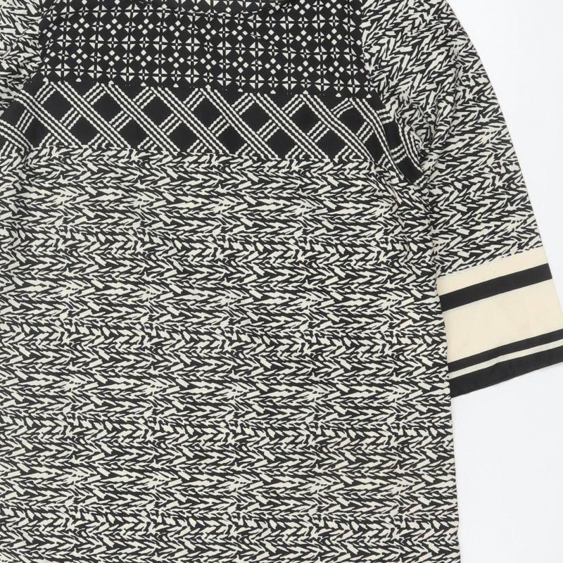 Vero Moda Women Black Ivory Geometric Shift Dress Size S Long Sleeve