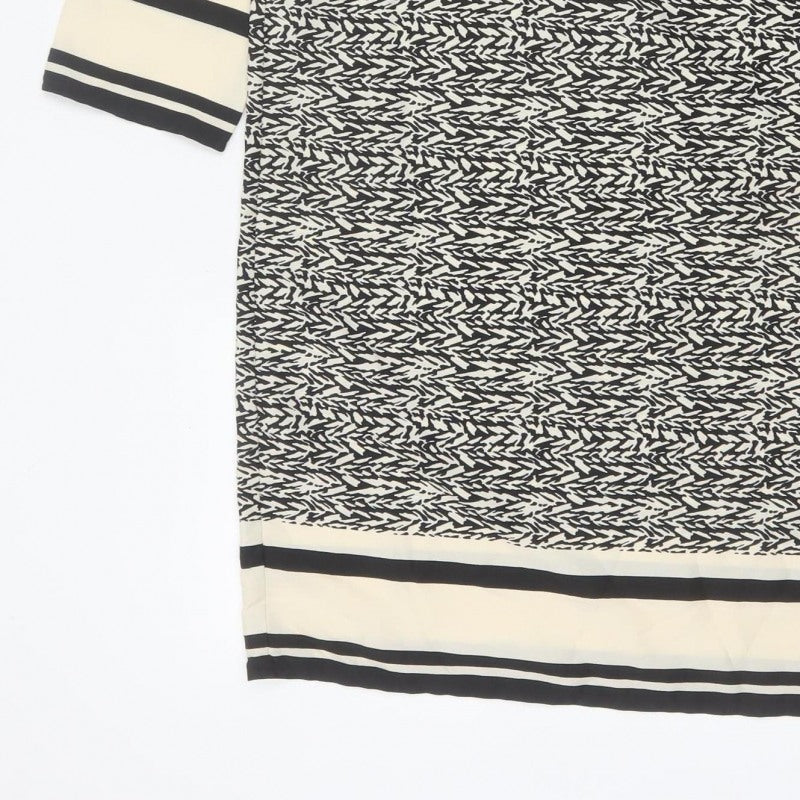 Vero Moda Women Black Ivory Geometric Shift Dress Size S Long Sleeve