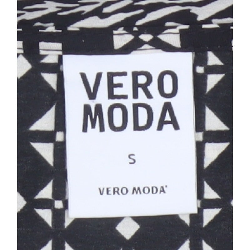 Vero Moda Women Black Ivory Geometric Shift Dress Size S Long Sleeve