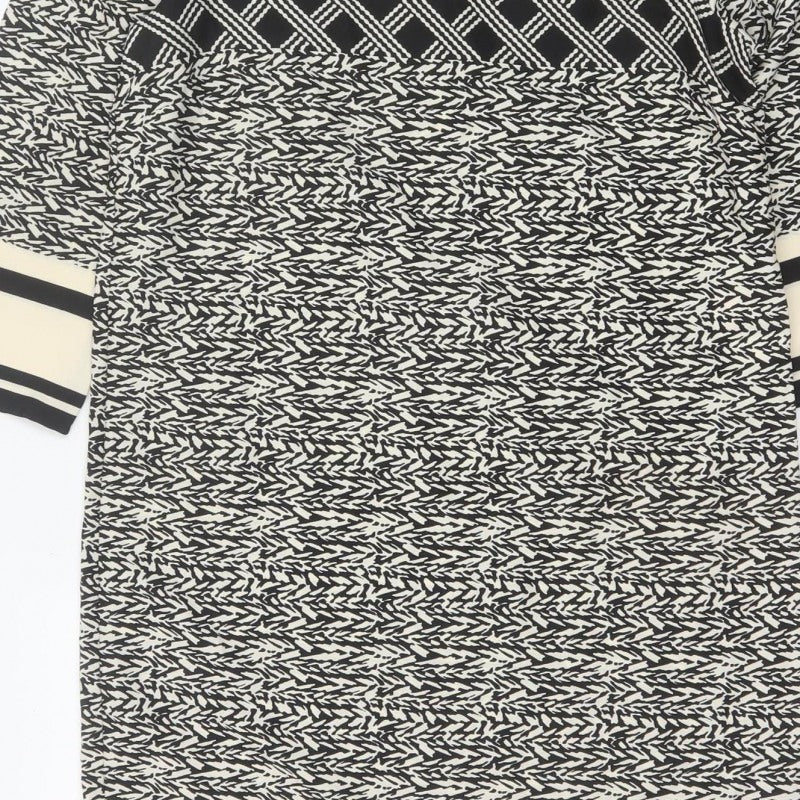 Vero Moda Women Black Ivory Geometric Shift Dress Size S Long Sleeve
