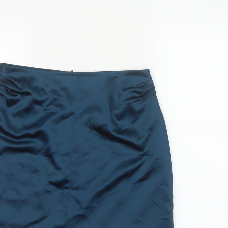 4th + Reckless Women’s Blue UK 10 Satin Mini Pencil Skirt