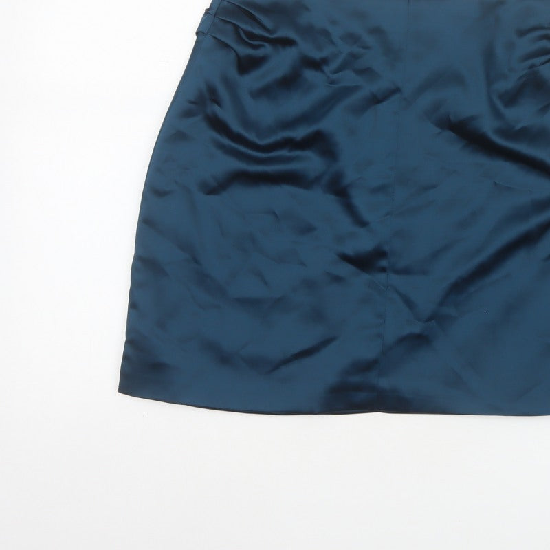 4th + Reckless Women’s Blue UK 10 Satin Mini Pencil Skirt