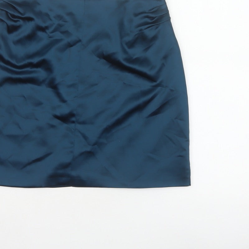 4th + Reckless Women’s Blue UK 10 Satin Mini Pencil Skirt