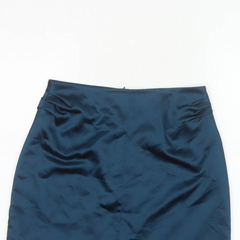 4th + Reckless Women’s Blue UK 10 Satin Mini Pencil Skirt