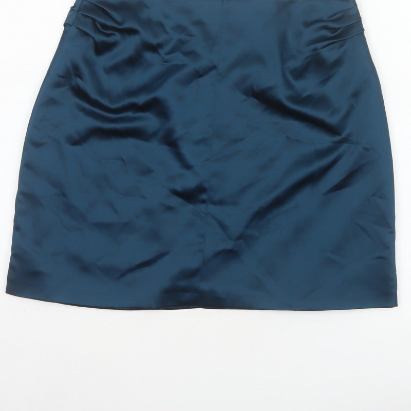 4th + Reckless Women’s Blue UK 10 Satin Mini Pencil Skirt